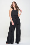 Curvy Elastic Strap Tiered Jumpsuit