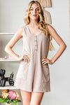 Mauve Pink Ribbed Romper (Plus Sizes Available)