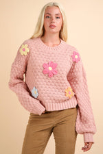 Curvy Blush Flower Sweater