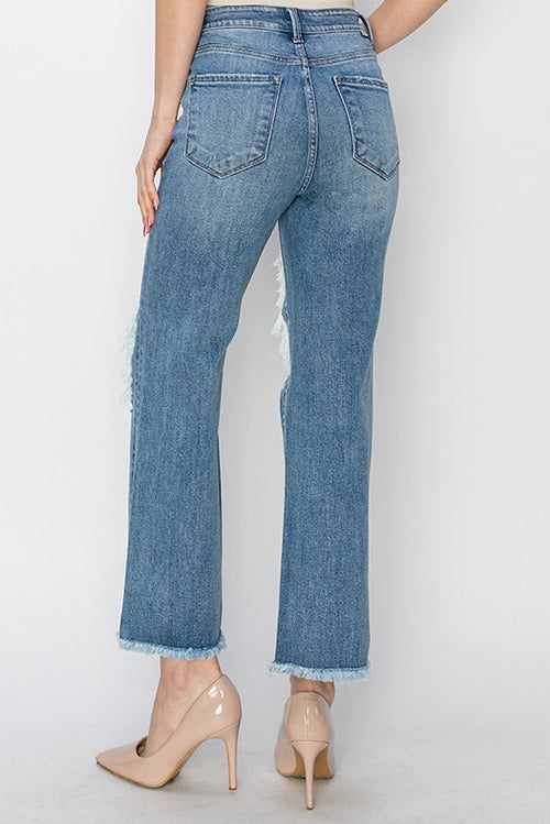 Curvy High Rise Crop Straight Jeans