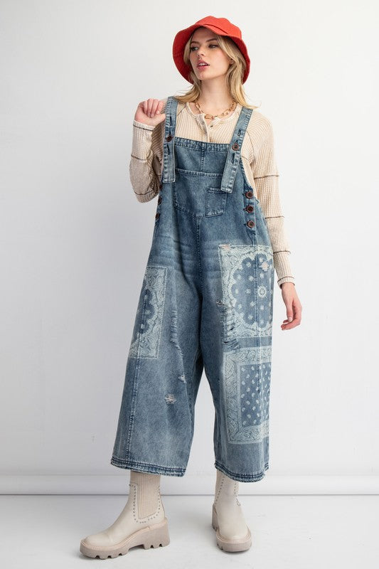 Bandana Print Overalls