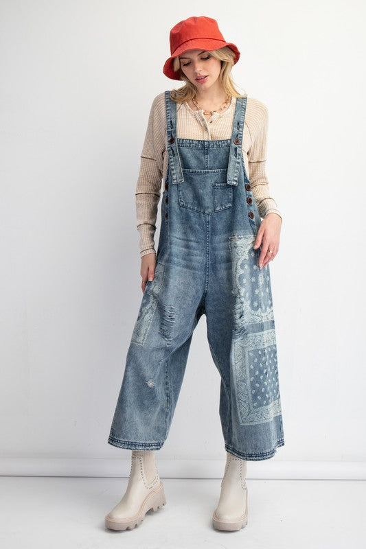 Bandana Print Overalls