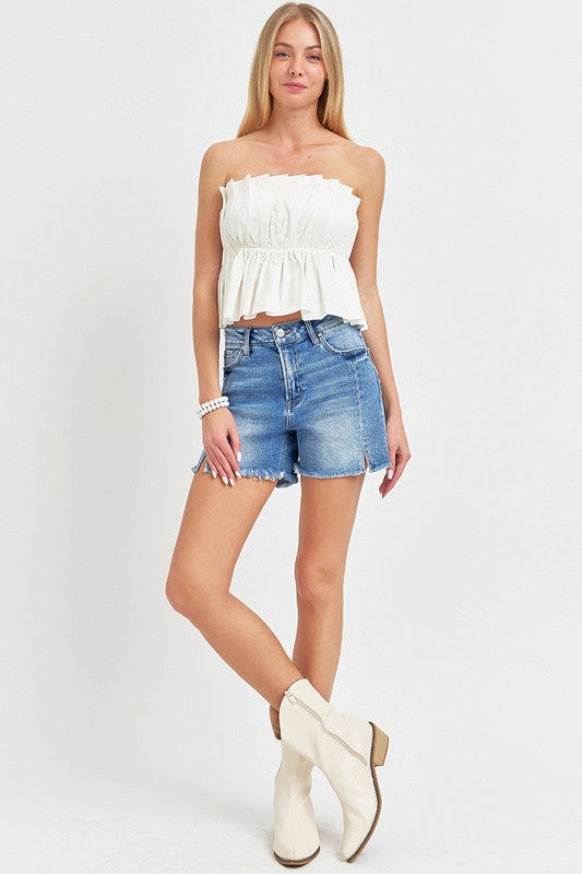 High Rise Front Slit Shorts