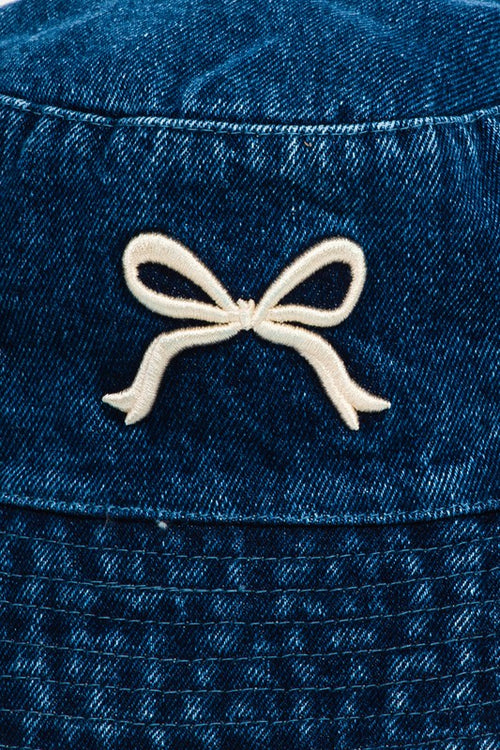 Denim Bow Bucket Hat