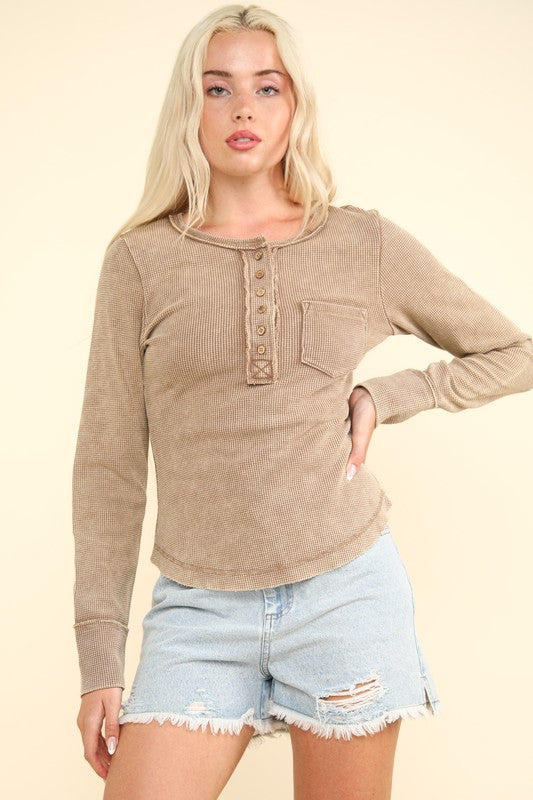 Chocolate Waffle Knit Top