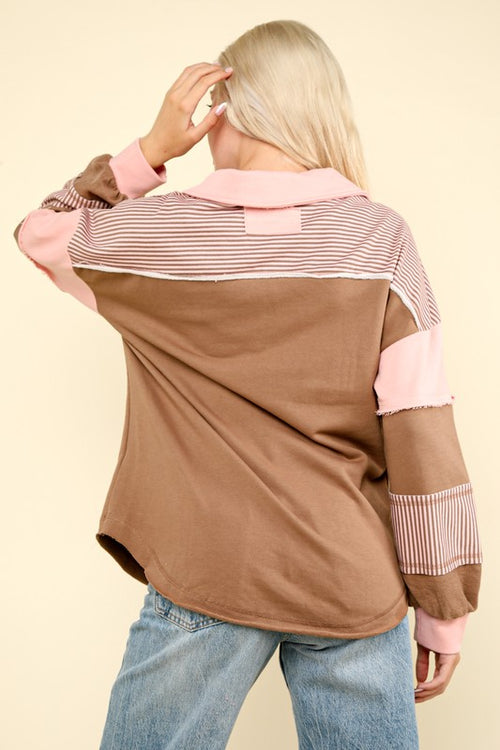 Strawberry Mocha Color Block Top