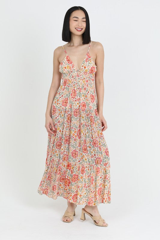 Ivory Flower Tie Back Maxi