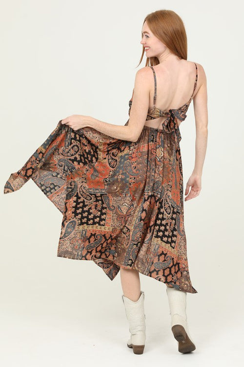 Terracota Paisley Midi Dress