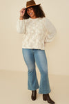 Curvy Embroidered Oatmeal Top