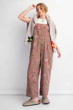 Mocha Abstract Flower Overalls