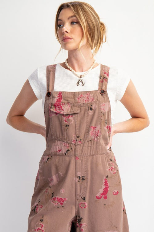 Mocha Abstract Flower Overalls