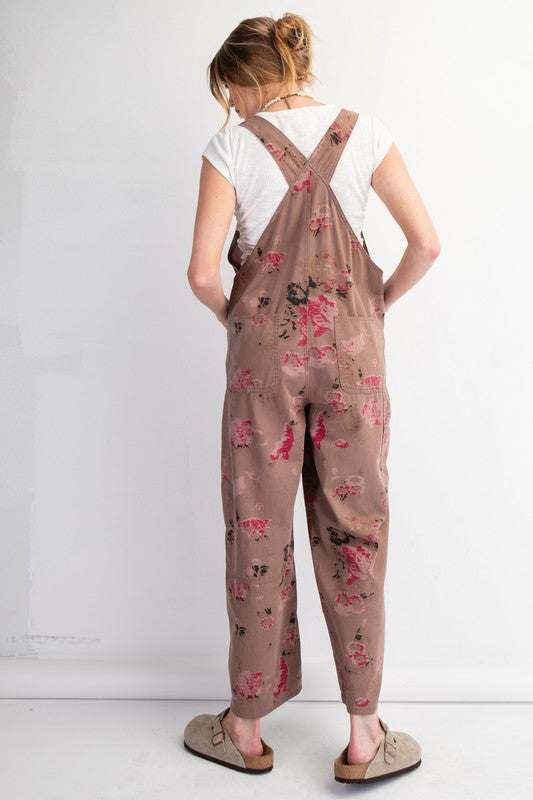 Mocha Abstract Flower Overalls