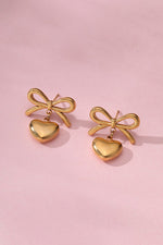 Heart Bow Gold Earrings