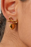 Heart Bow Gold Earrings