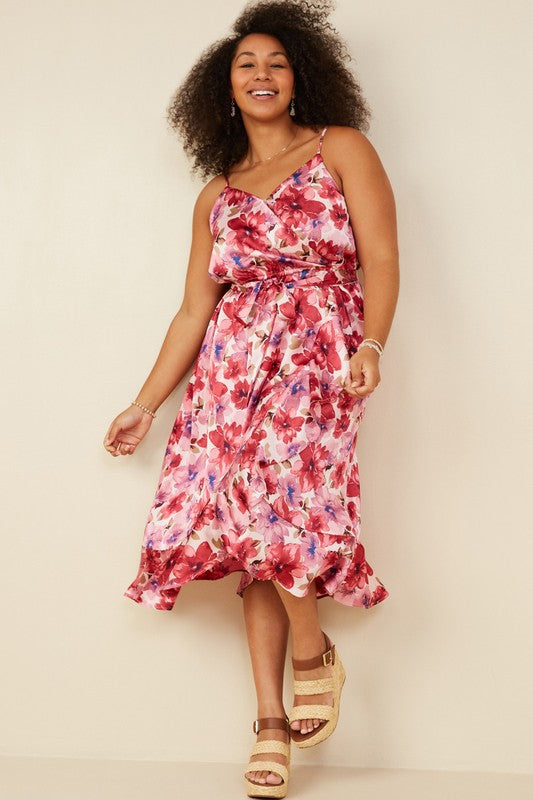 Curvy Rosé Elegance Midi Dress