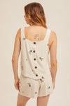 Embroidered Button Tank
