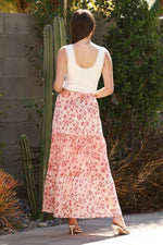 Floral Coral Maxi Skirt