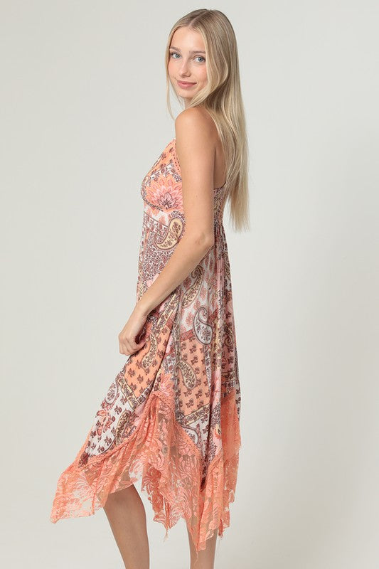 Peach Sunset Midi Dress