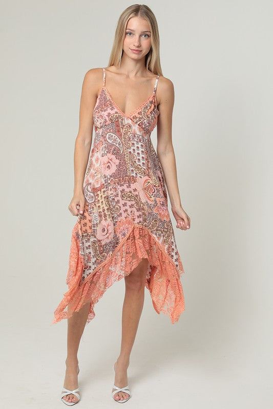 Peach Sunset Midi Dress