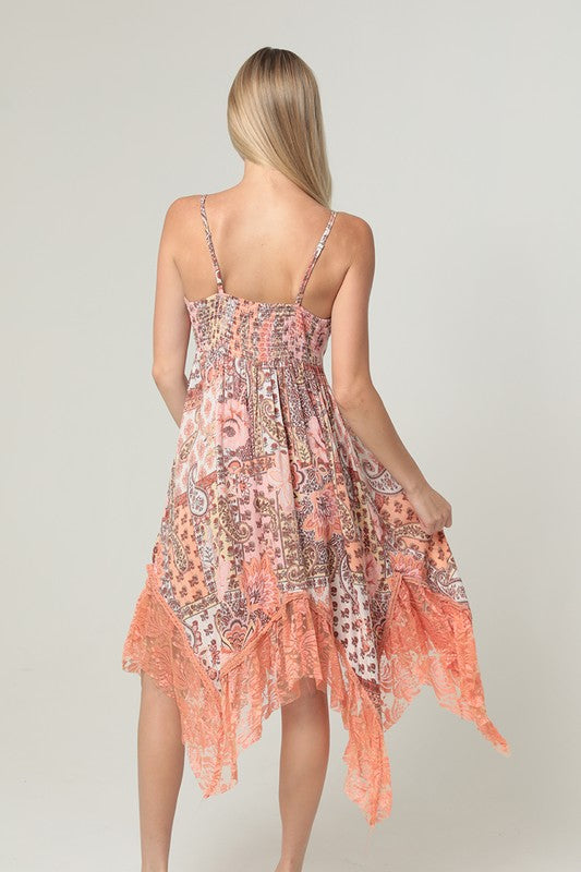 Peach Sunset Midi Dress