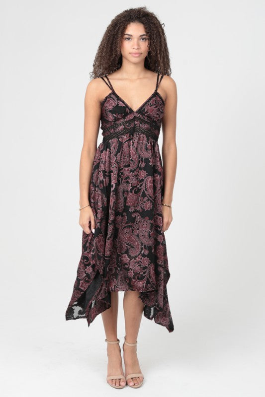 Burnout Paisley Midi Dress