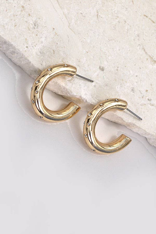 Rhinestone Studded Hoop Earrings