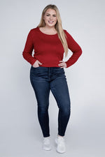 Plus Classic Ribbed Round Neck Long Sleeve