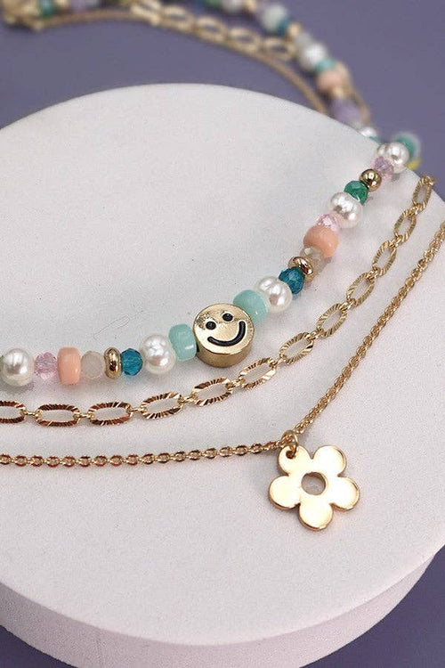 Beaded Smiley Charm Necklace