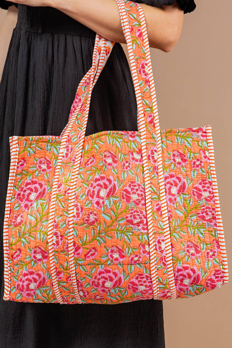 Orange Peony Tote Bag