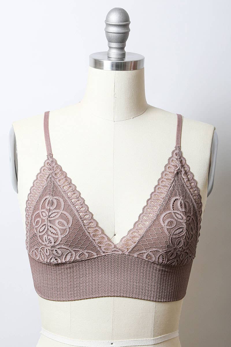 Mocha Lace Longline Seamless Bralette