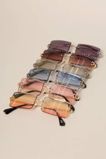 Unisex Rimless Tinted Lens Square Sunglasses: One Size / 12 ASSORTED COLOR