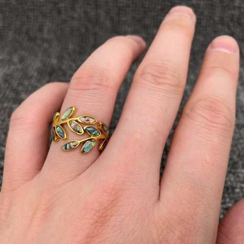 Abalone Shell Leaf Ring