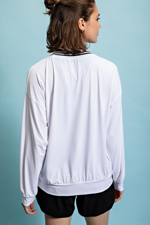 Curvy White Jersey Long Sleeve