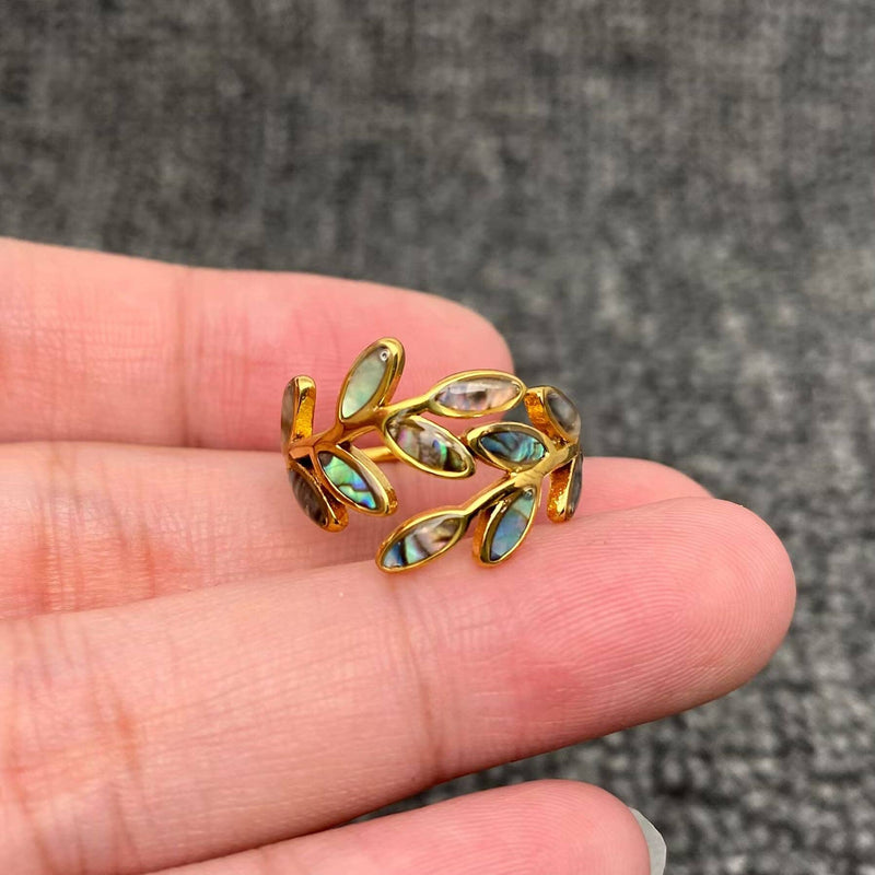 Abalone Shell Leaf Ring