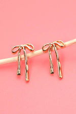 Long Bow Gold Earrings