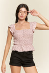 Curvy Floral Ruffled Top