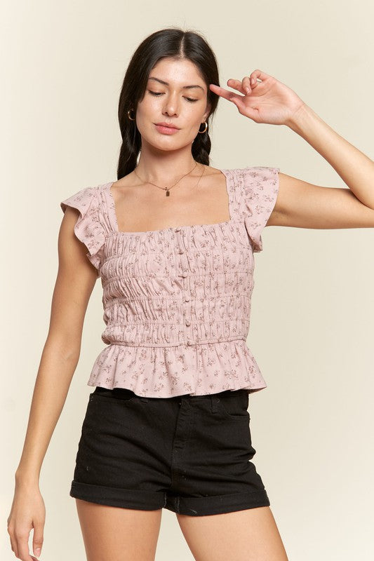 Curvy Floral Ruffled Top