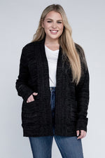 Plus Solid Open Front Cardigan
