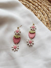 Pink Strawberry Daisy Stacked Earrings