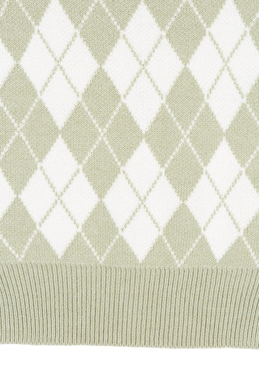 Knitted Argyle Sweater Vest