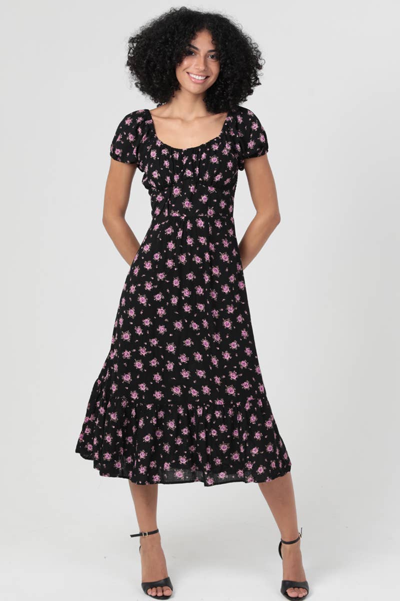 Pink Peony Midi Dress