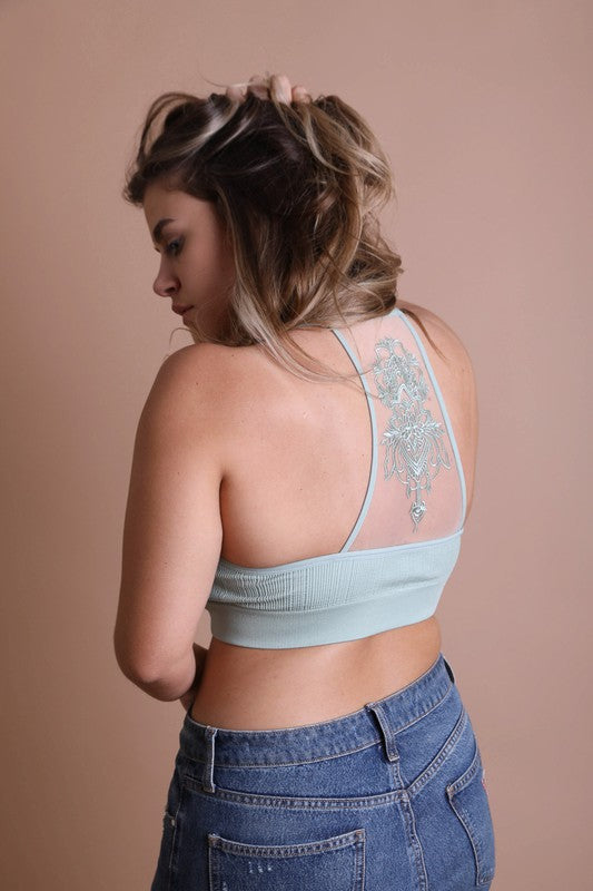 Plus Size Tattoo Mesh Racerback Bralette – Delaney Rose Boutique