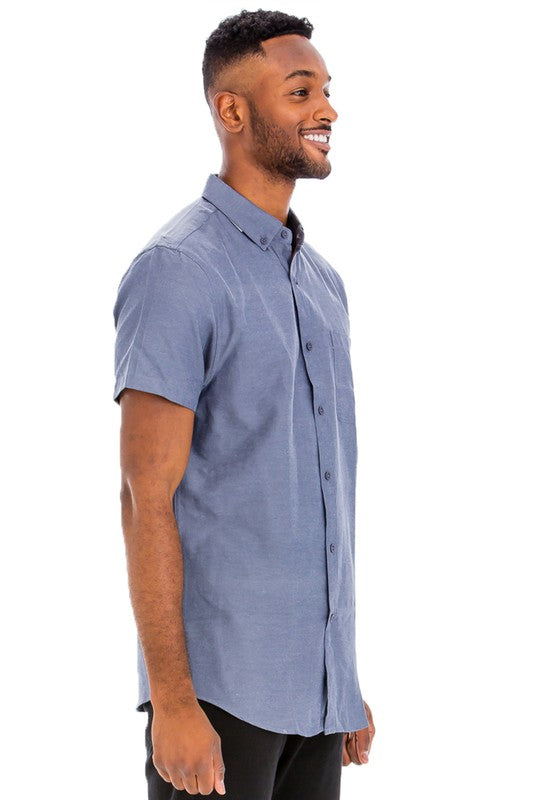 Weiv Men's Casual Short Sleeve Solid Shirts