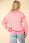 Rose Contrast Spray Sweater