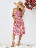Hot Pink Print Tube Dress