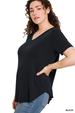 Curvy V-Neck Basic Tee