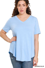 Curvy V-Neck Basic Tee