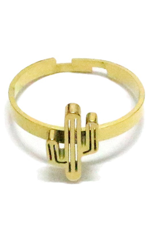 Gold Cactus Dainty Ring