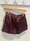 Lace Maroon Satin Shorts
