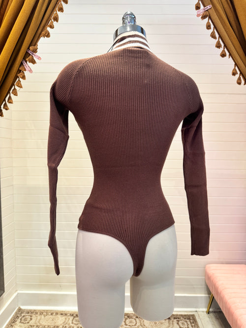 Brown Striped Bodysuit
